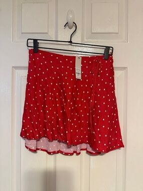 Francesca's Collections Red Polka Dot Mini Skirt